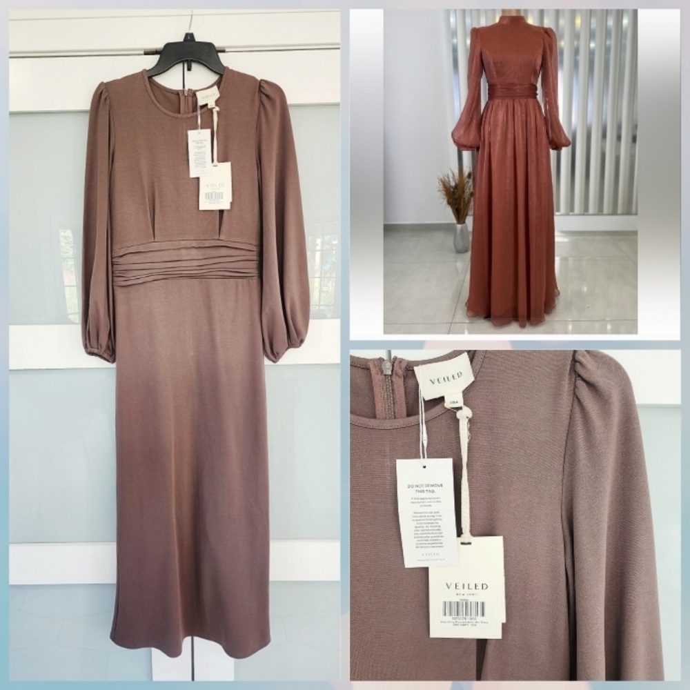 NWT Veiled Taupe Long Sleeve Maxi Dress